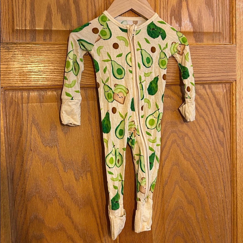 Little Sleepies Cream and Green Avocado Kids Footie